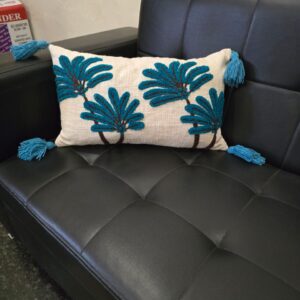 Floral embroidered linen cushion cover – 18x18 inch decorative pillow for sofa Luxury geometric embroidery velvet pillow cover – modern home decor