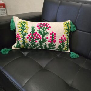 Floral embroidered linen cushion cover – 18x18 inch decorative pillow for sofa Luxury geometric embroidery velvet pillow cover – modern home decor