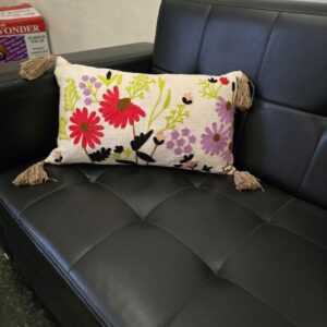 Floral embroidered linen cushion cover – 18x18 inch decorative pillow for sofa Luxury geometric embroidery velvet pillow cover – modern home decor